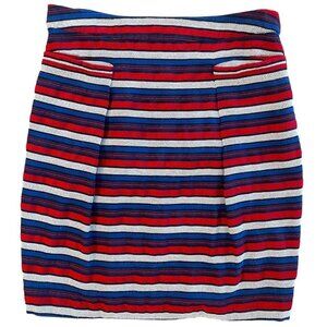 🍀41 Hawthorn Multicolor Back Zip Back Pockets Striped Mini Skirt Size Medium